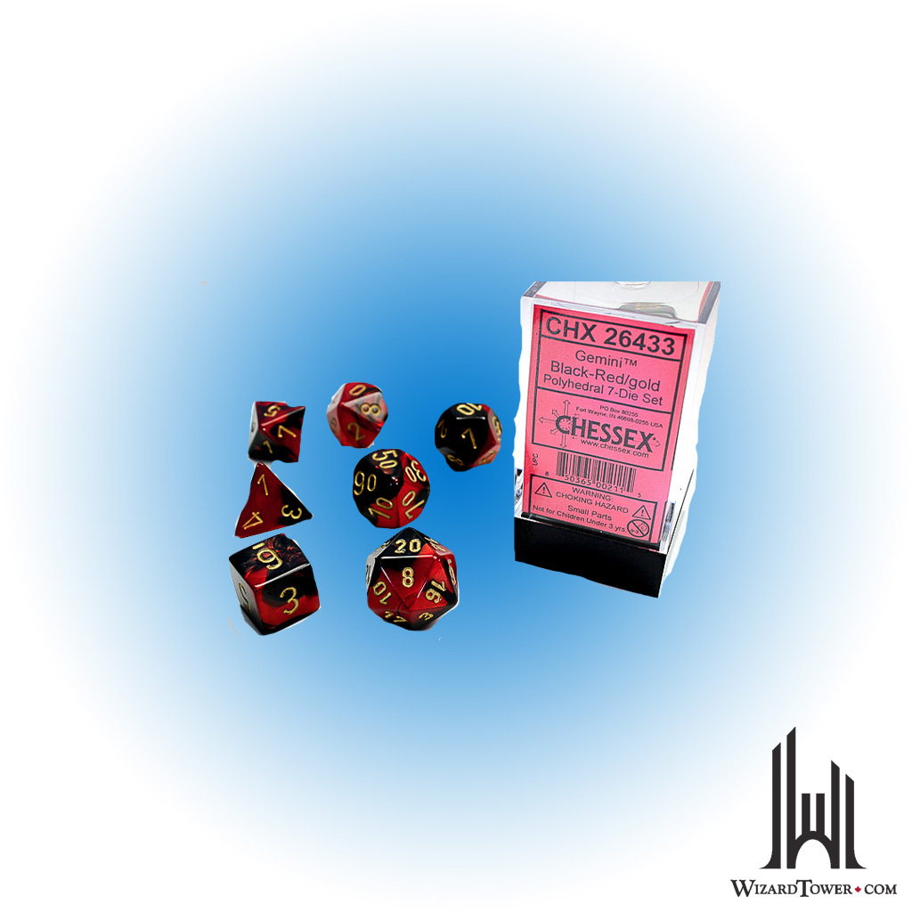 Gemini - Polyhedral 7-die Set - Black-Red / Gold